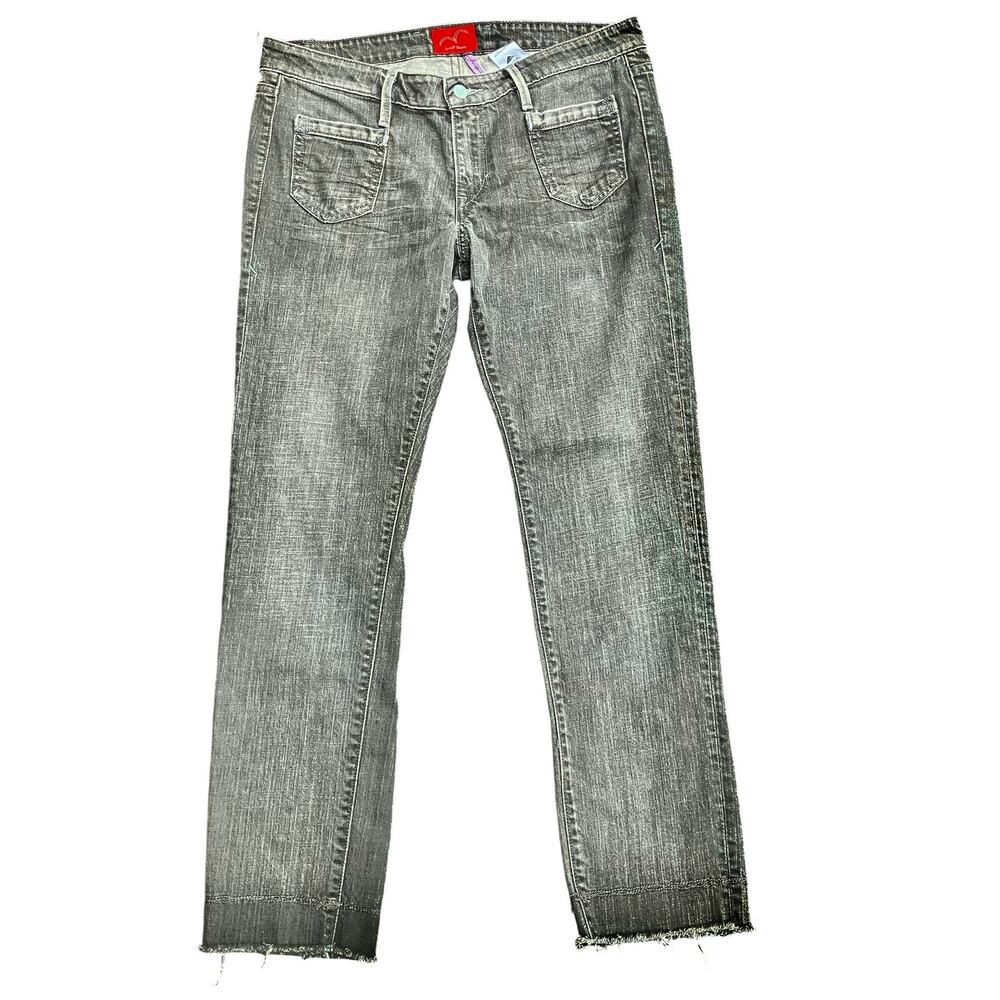 Levi’s Jeans Sz 12M Skinny Faded Black‎ Raw Hem Distressed Y2K Mid Rise Casual